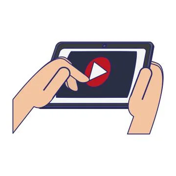 Hand using tablet for video player イラスト素材