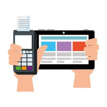 Hand using voucher and tablet with coin money 스톡 일러스트