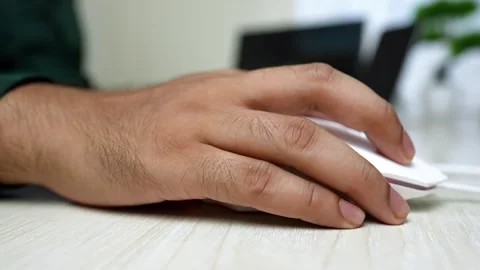 Hand Using White Computer Mouse on Desk Stock Footage 320724782