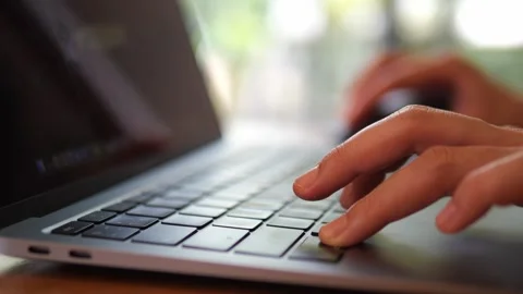 Hand Using Wireless Mouse While Working on Laptop. Stock Footage 322007040
