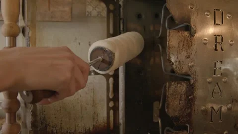 Hand Using Wooden-Handled Tool in Rustic Sydney Cafe Kitchen Interior, Australia Stock Footage 345658822
