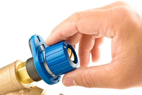 Hand on a valve Fotos Stock