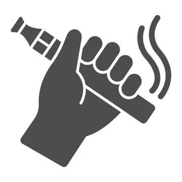 Hand with vape solid icon, Smoking concept, Vape device in hand sign on white Stock Illustration
