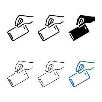 Hand variety throw out mobile phone color icon vector Stock Illustration