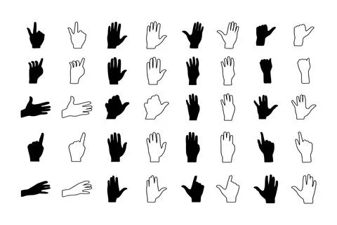 Hand vector collection,  Hand outline illustration, Set of finger 库存插图