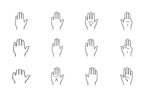 Hand vector collection,  Hand outline illustration, Set of finger 库存插图