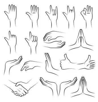 Hand vector set on white blackground Stock Illustration