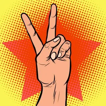 Hand victory gesture Stock Illustration