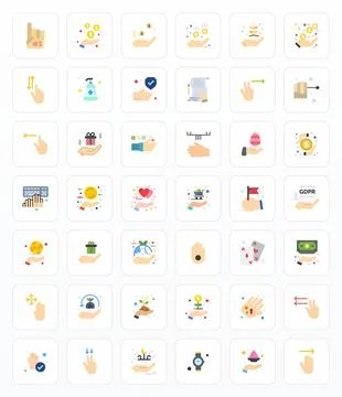 Hand Visual Pack containing 42 Flat Pixel Optimized Vector Icons Stock Illustration