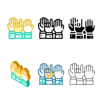 Hand voting color icon vector variants sign Stock Illustration