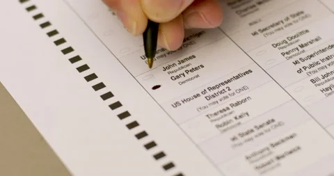 Hand voting for Gary Peters Democratic Candidate for Michigan US Senate Stock Footage 137411397