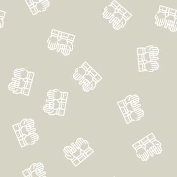 Hand voting line vector seamless pattern sign Stock Illustration