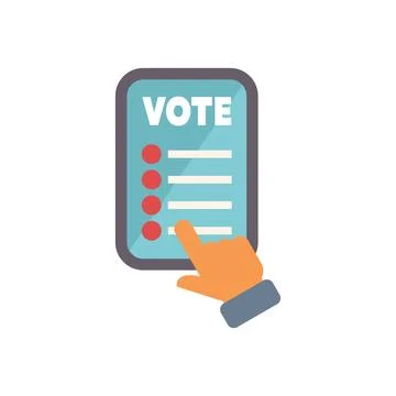 Hand voting online using digital tablet for election day イラスト素材