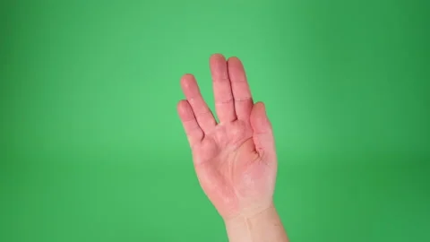 Hand vulcan hello on Green screen Chromakey Stock Footage 194746169