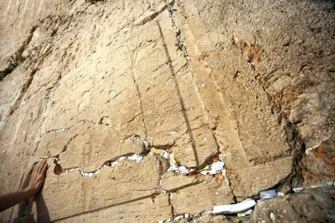 Hand on the wailing wall Stock Photos