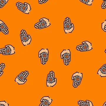 Hand warmer mountain skiing vector seamless pattern Stock Illustration