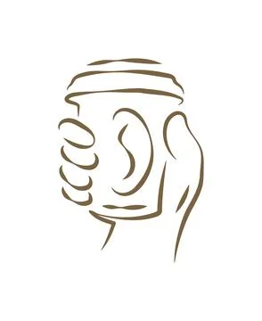 Hand Warming On A Hot Takeaway Coffee Cup Hand Drawn Vector Illustration 库存插图