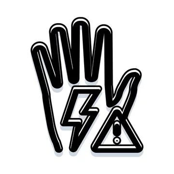 Hand warning electric shock hazard symbol icon Stock Illustration