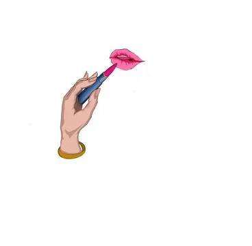 A hand was making up her lips Stock Illustration