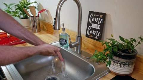 Hand wash kitchen sink wide 스톡 동영상 201971789