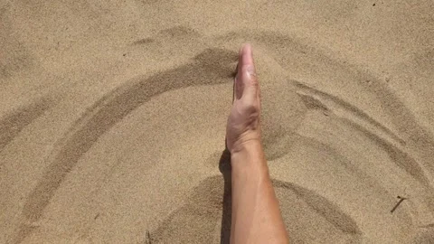 Hand washes aligns the sand Video stock 247182576