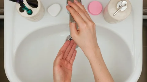 Hand washing and teeth cleaning with dental powder, dental floss stop motion Stock Footage 128068739