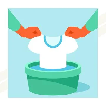 Hand-washing-clothes Stock Illustration