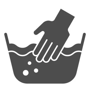 Hand washing of clothes solid icon. Hands in basin vector illustration isolated イラスト素材