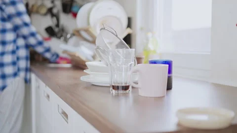 Hand washing the dishes concept Stock Footage 196968154