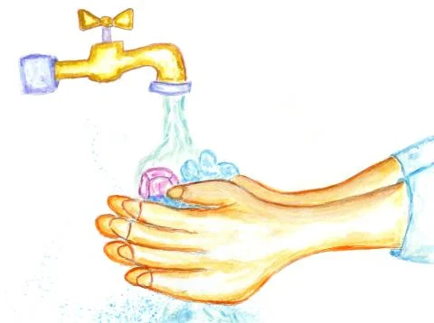 Hand washing drawing Stock Illustration