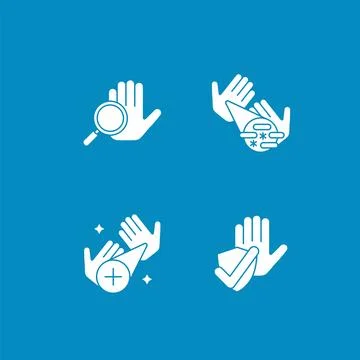 Hand washing glyph icons set Stock Illustration