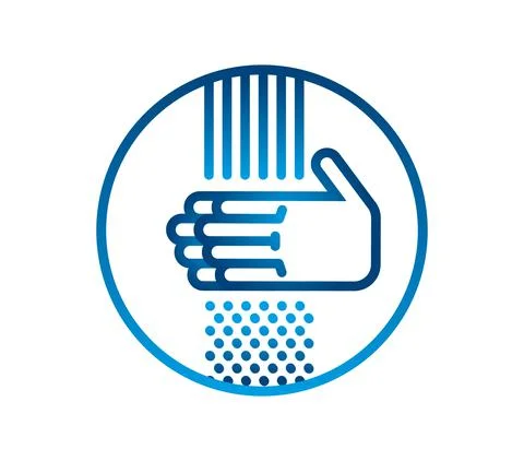 Hand washing. Hands under the stream of water. Covid virus Stock Illustration