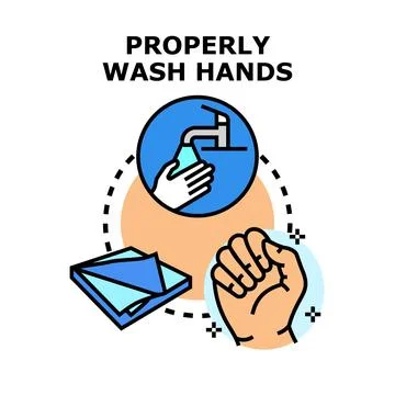 Hand washing process for hygiene and health protection Stock Illustration