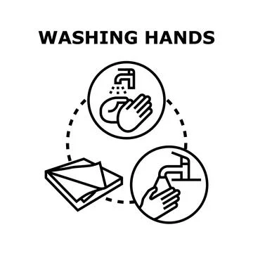 Hand washing process for hygiene and cleanliness Stock Illustration