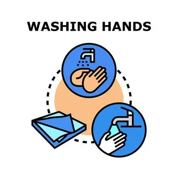 Hand washing process for hygiene and cleanliness Stock Illustration