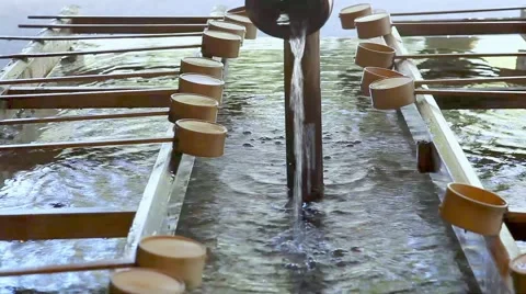 Hand washing purification pool in temple in Tokyo, Japan Stock Footage 46227135