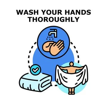 Hand washing routine for thorough hygiene concept Stock-Illustration