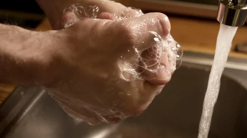 Hand washing slow motion Stock Footage 129302250