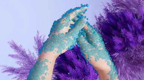 Hand washing with SOAP breaking down virus enveloppe. Stock Illustration