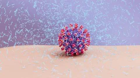 Hand washing with SOAP breaking down virus enveloppe. Stock Illustration