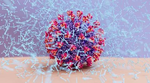 Hand washing with SOAP breaking down virus enveloppe. Stock Illustration