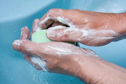 Hand washing with soap Stock Photos