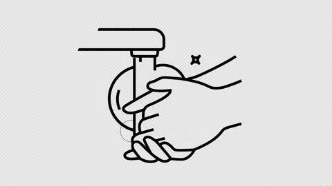 Hand washing with soap under tap graphic animation. Alpha channel Stock Footage 301460621