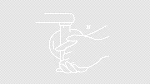 Hand washing with soap under tap graphic animation. Alpha channel Stock Footage 301460653