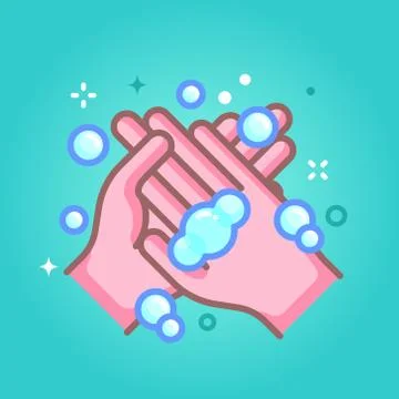 Hand washing with soap vector illustration. Stock Illustration