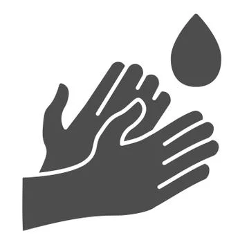 Hand washing solid icon. Hygiene protection glyph style pictogram on white Stock Illustration