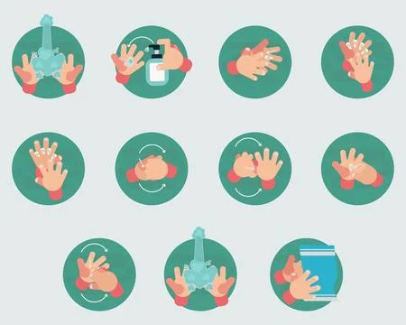 Hand washing steps cartoon  vector illustration Stock Illustration