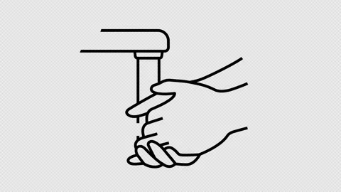 Hand washing under tap graphic animation. Alpha channel Stock Footage 301458682