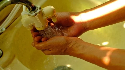 Hand wask in sink Stock Footage