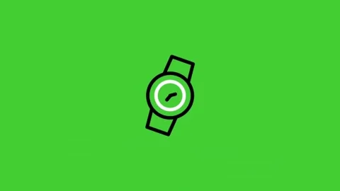 Hand watch animated icon on bright green screen background Stock Footage 314767443